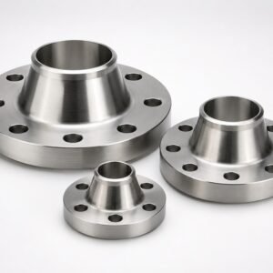 Three polished weld neck flanges in different sizes