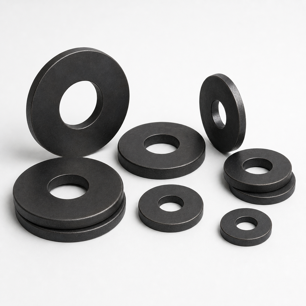 ประเภท ASTM F436 1 แหวนรองแบนเหล็กชุบแข็งสีดำ ASTM F436 Type 1 black hardened steel flat washers