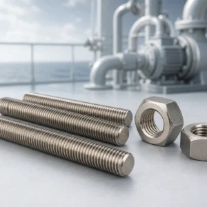 Monel 400 UNS N04400 Nickel-Kupfer-Marine-Stehbolzen mit Vollgewinde und schweren Sechskantmuttern