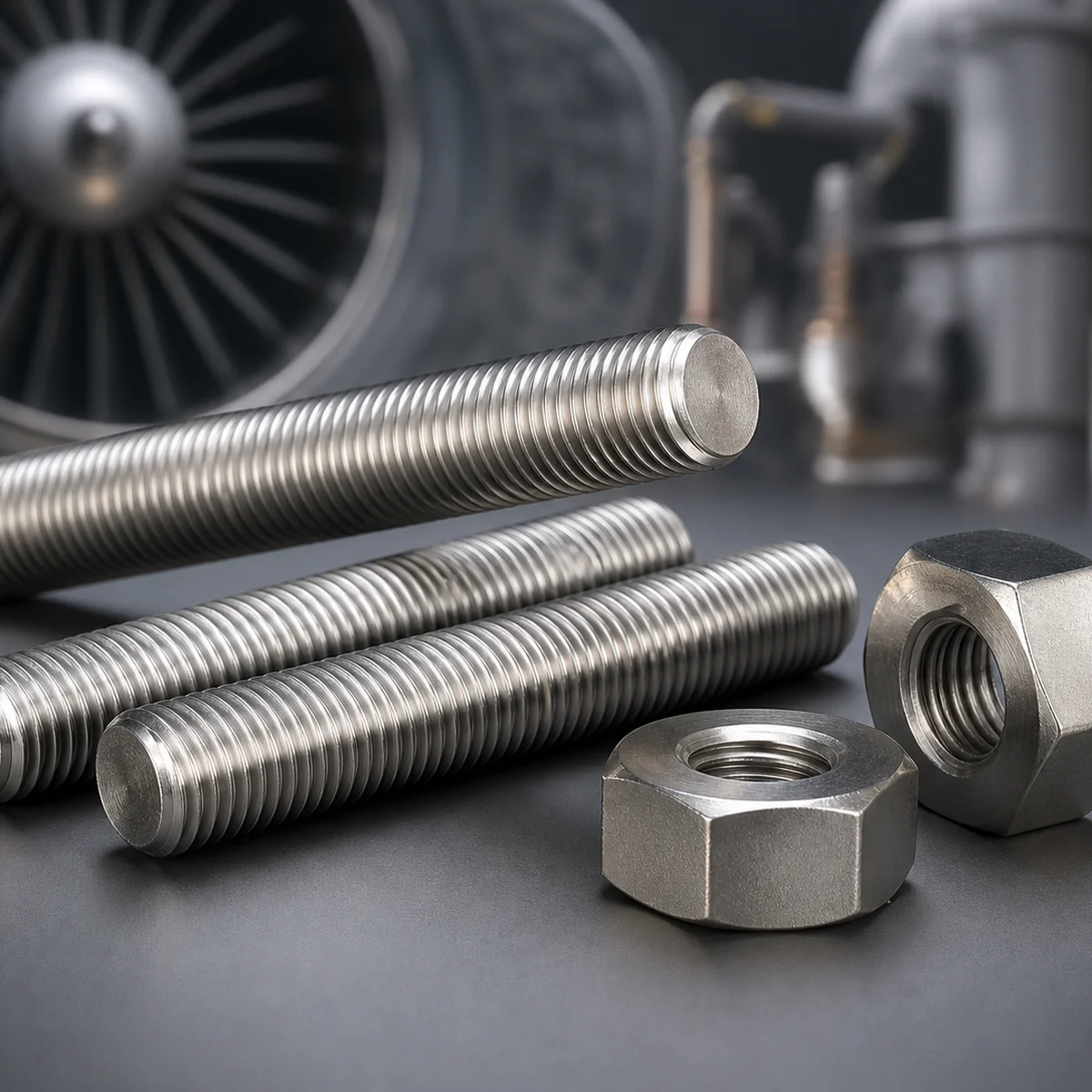 Inconel 718 UNS N07718 precipitation hardened high strength threaded stud bolts and nuts Inconel 718 UNS N07718 precipitation hardened high strength threaded stud bolts and nuts