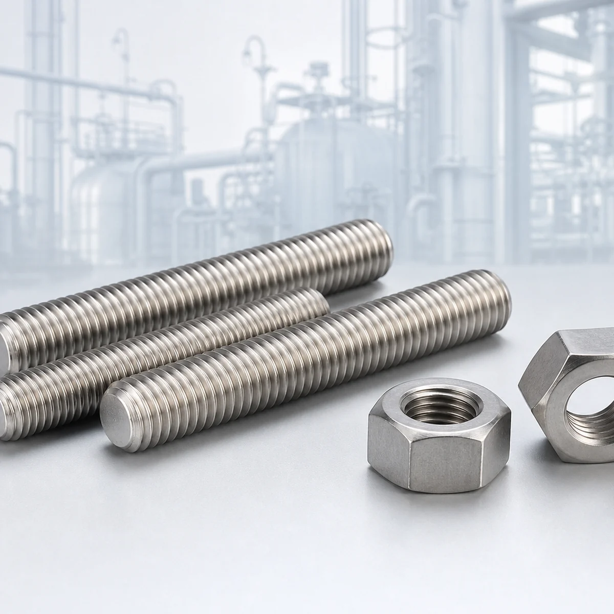 Incoloy 825 UNS N08825 corrosion resistant fully threaded stud bolts with heavy hex nuts Incoloy 825 UNS N08825 corrosion resistant fully threaded stud bolts with heavy hex nuts