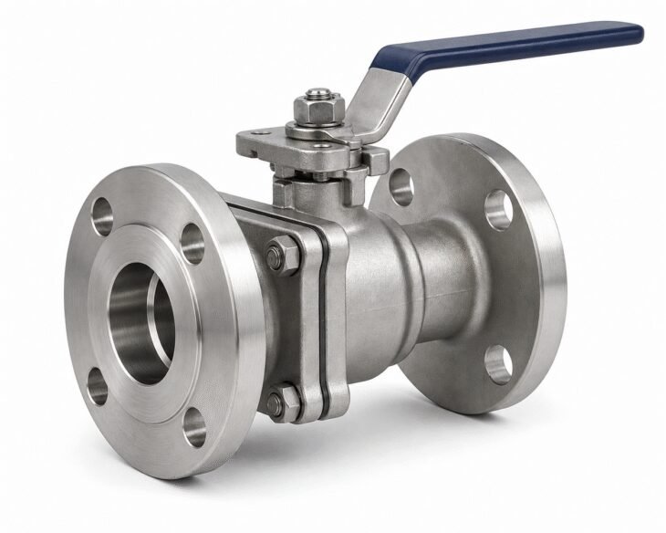 254 Válvula de esfera flutuante SMOuante SMO com extremidades flangeadas e alavanca 254 SMO floating ball valve with flanged ends and lever handle