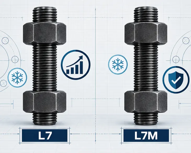 Illustrated comparison of ASTM A320 L7 and L7M stud bolts